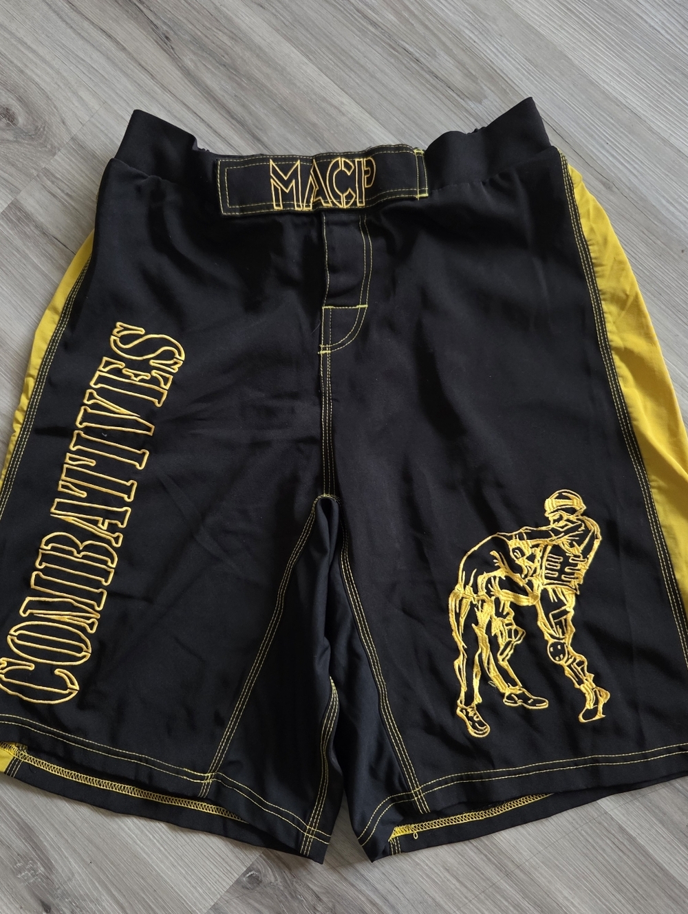 MACP Black and Yellow Fight Shorts Army Combatives Embroidered